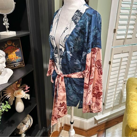 Anthropologies Tori Cropped Floral Boho Kimono One Size - Picture 10 of 12